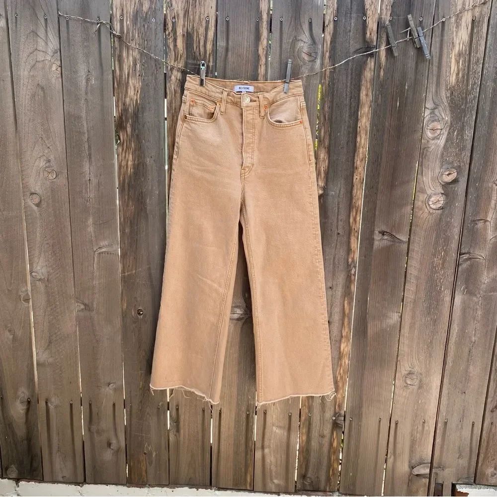 Re/done beige wide leg jeans size 24